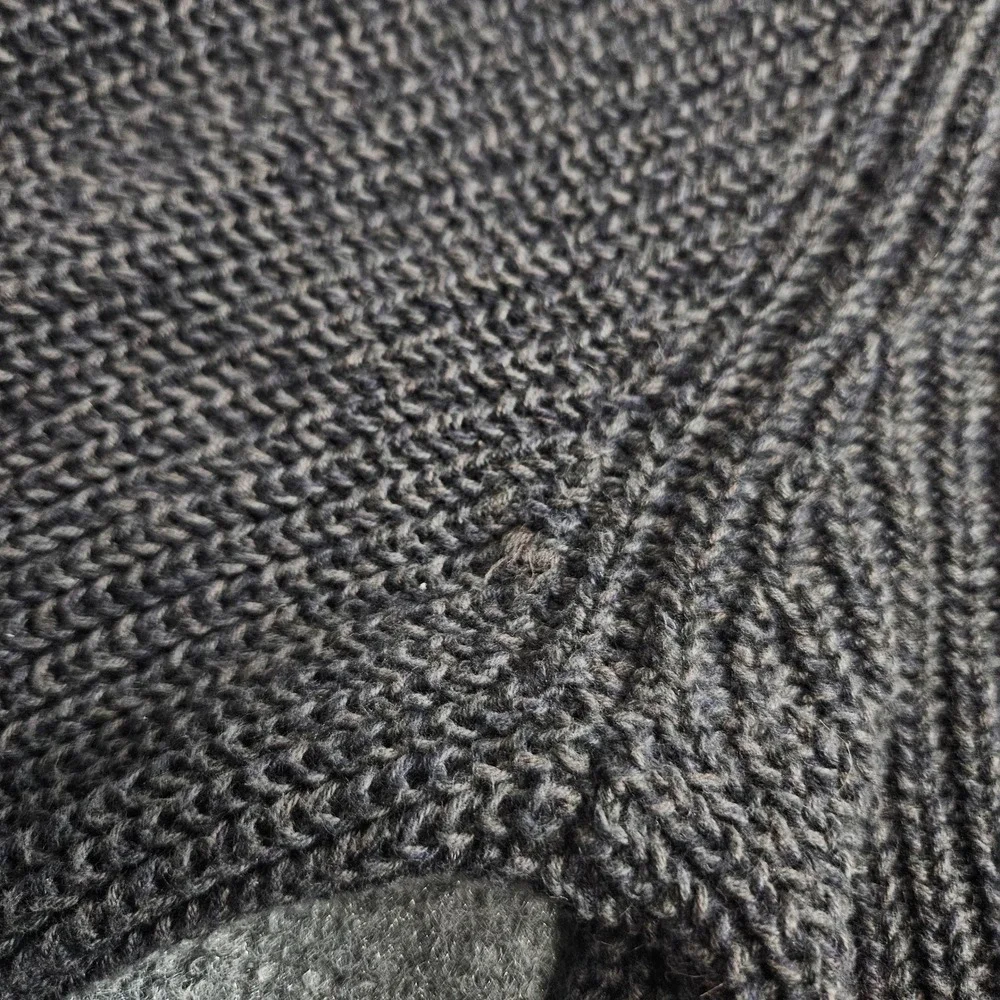 Eddie Bauer Full Zip Cardigan Mens Large‎ Gray Ribbed Knit Dark Academia Grandpa - Picture 4 of 9